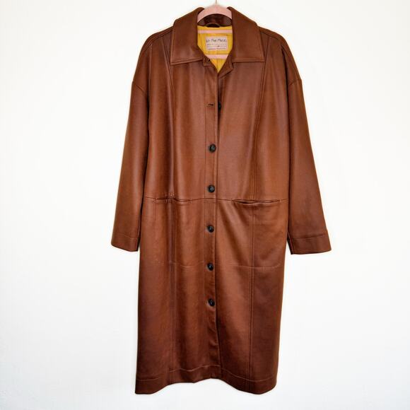 NWOT Free People Carmen Vegan Suede Chutney Long Duster Trench Coat Jacket XS - Picture 14 of 15